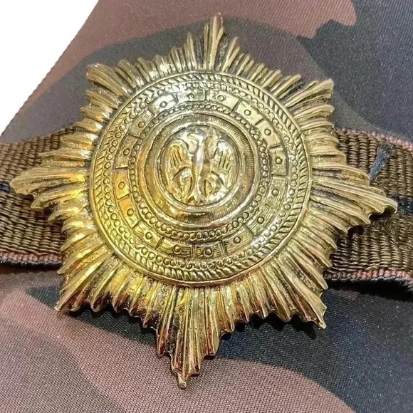 Accessocraft Gold Star Burst Eagle Medallion Brown-Navy Stripe Stretch - Picture 7 of 8